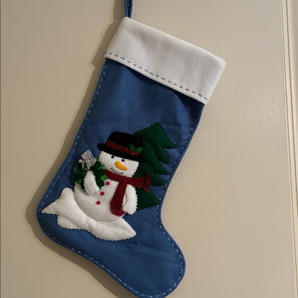 Beaded & Overstitched Snowman Stocking